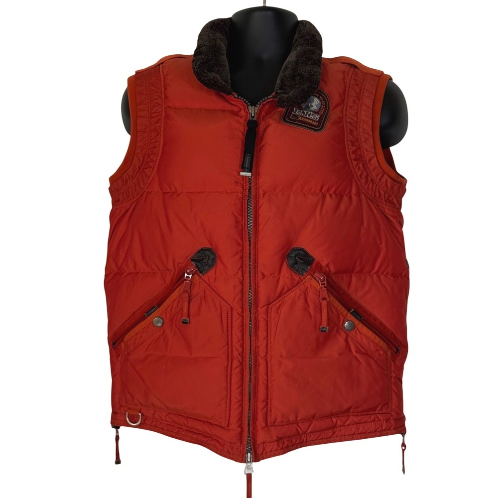 Parajumpers PJS Masterpiece Series Orange Down Puffer Vest Slim Fit Men's Medium